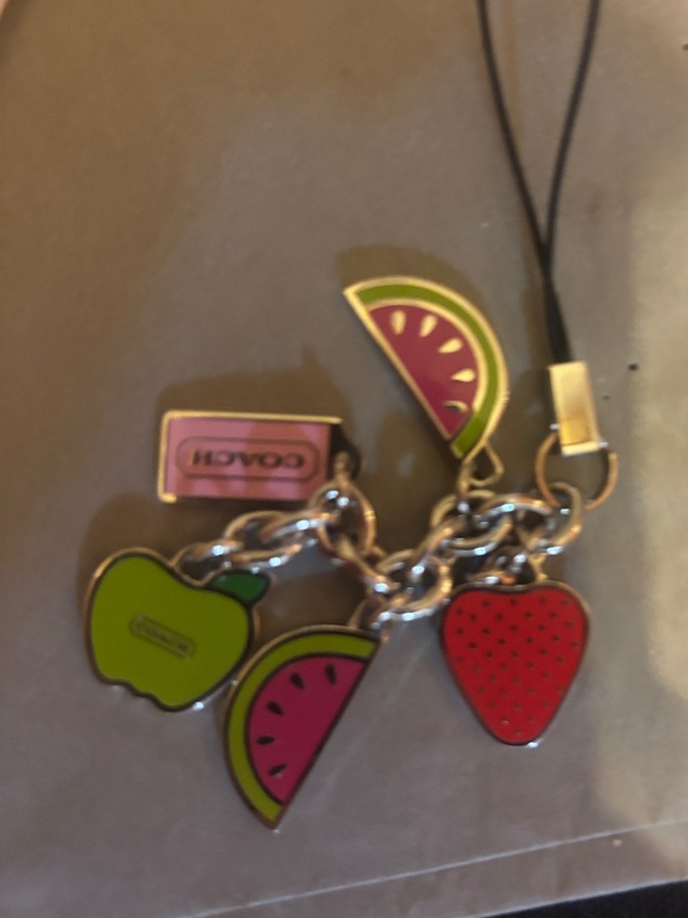 Coach Pink & Green Fruit Charm Phone Strap